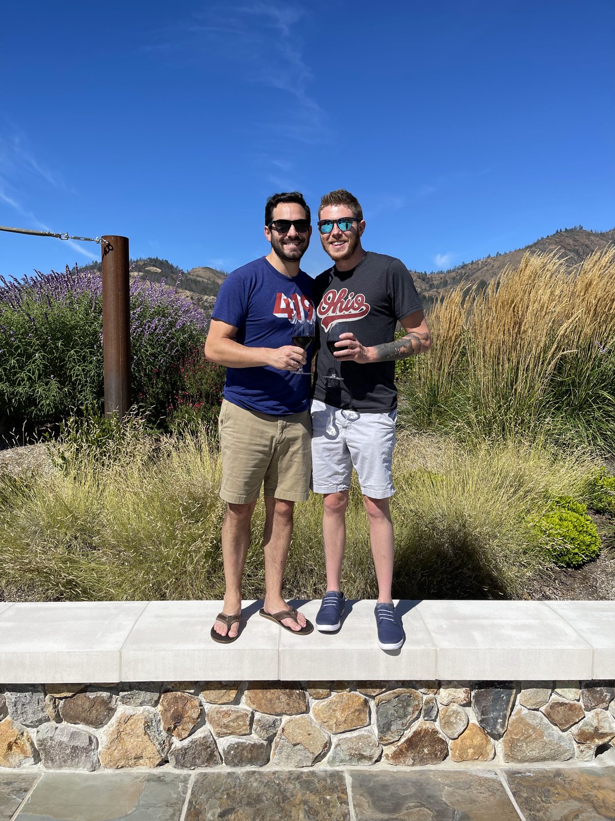 Justin and Brandon at a vineyard